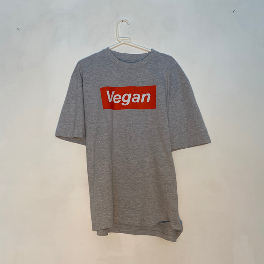Red Vegan Box on Gret Marle t shirt