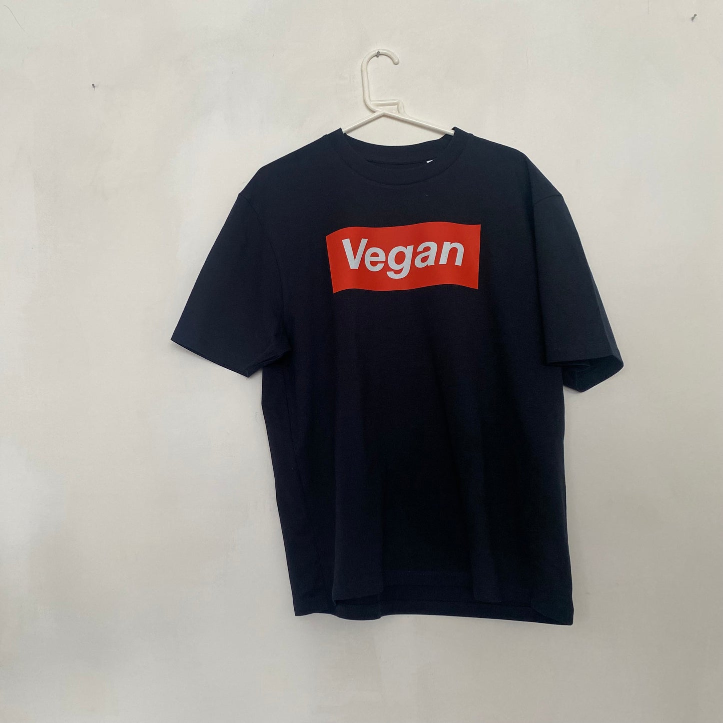 Red Vegan Box on Navy Box T