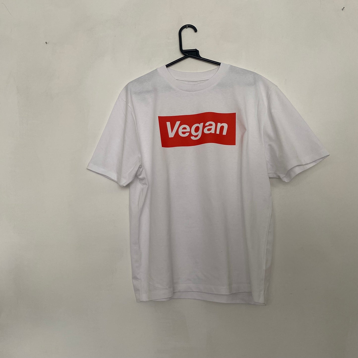 Red Vegan Box on White T shirt