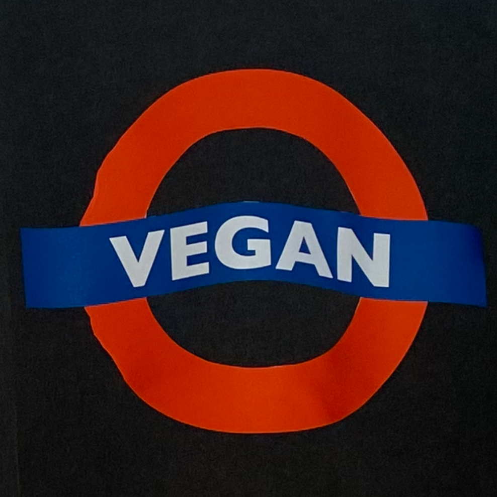 Vegan Roundel on cropped Navy T