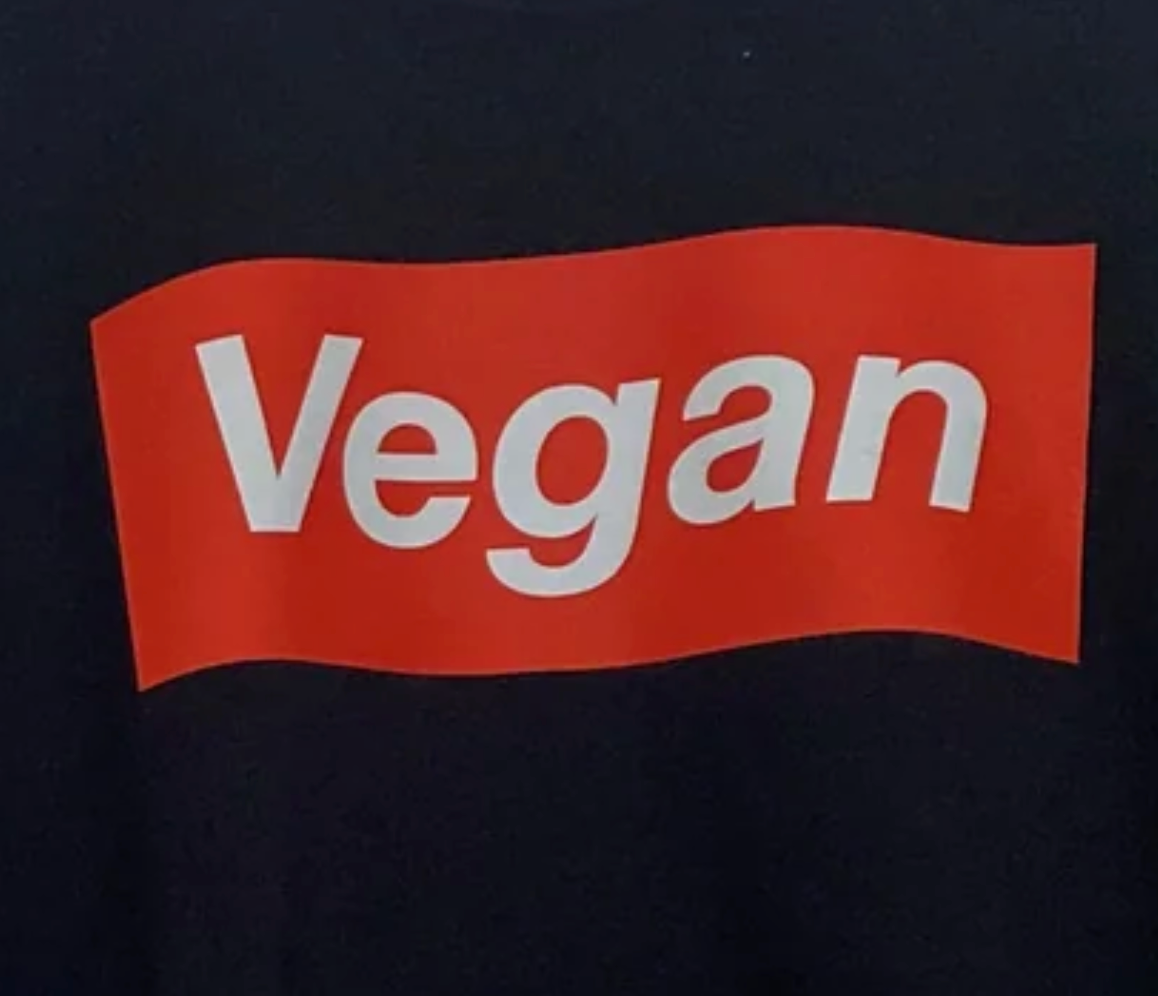 Red Vegan Box on Navy Box T